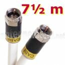 7,5 m Kabelmodem- u. SAT Receiver-Anschlusskabel mit Cabelcon F-56-CX3 4.9 HP-Steckern und 3fach geschirmtem Kabel, PVC wei�, Class A+, 115 dB