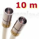 10 m F-Quick-Kabelmodem- u. SAT-Receiver-Anschlusskabel mit Kathrein LCD 111 A+, 3-fach geschirmt, PVC weiß, Klasse A+ und Cabelcon F-SC-56 CX3 5.1