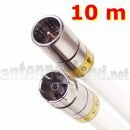 10 m HD-Receiver-Anschlusskabel IECF auf F-Quick, mit Cabelcon Steckern, 3fach geschirmtem Kabel, PVC weiß, Class A+, 115 dB