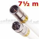 7,5 m HD-Receiver-Anschlusskabel IECF auf F-Quick, mit Cabelcon Steckern, 3fach geschirmtem Kabel, PVC wei�, Class A+, 115 dB