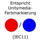 Entspricht Unitymedia-Farbmarkierung rot-blau (IEC11)