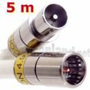 5 m Anschlusskabel IECM auf F-Quick, u. a. passend für Horizon-Box, mit Cabelcon Steckern, 3fach geschirmtem Kabel, PVC weiß, Class A+, 115 dB