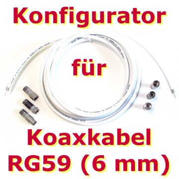 Anfertigung Ihres Anschlusskabels aus RG59 (6 mm) SAT + BK Hochleistungs- Kabel für Cabelcon 3.9 Stecker, 110 dB, 3-fach geschirmt, PVC, weiß, Class A+