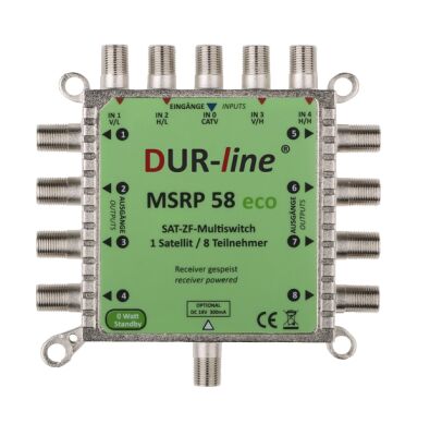DUR-line MSRP 58 eco Multischalter - 1 Satellit bis 8 Teilnehmer, Betrieb ohne Netzgerät möglich