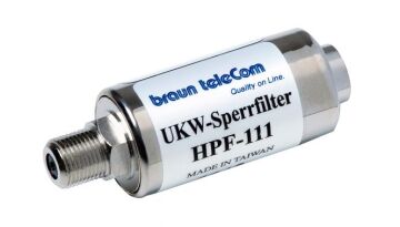 HPF 111 Hochpassfilter, UKW/ FM-Sperrfilter + Rückwegsperre, Durchlass 111-1000 MHz