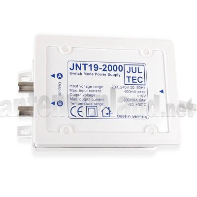 JULTEC JNT19/2000 - Netzteil 19 V / 2000 mA mit F-Anschluss zur Spannungsversorgung von Multischaltern