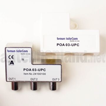 btv POA-03-UPC - 3-fach TV-Verteiler / 3-Port Push-on Adapter für Antennendosen, 1x TV auf 3x TV