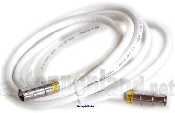 7,5 m Antennenkabel IECM-IECF mit Cabelcon-Steckern und 3fach geschirmtem Kabel, PVC weiß, Class A+, 115 dB