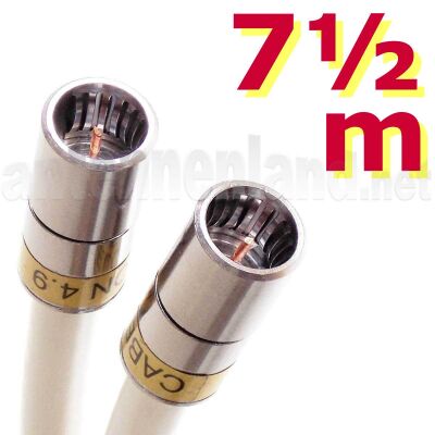 7,5 m F-Quick-Kabelmodem- u. SAT-Receiver-Anschlusskabel mit Cabelcon F-SC-56 CX3 4.9 und 3-fach geschirmtem Kabel, PVC weiß, Class A+, 115 dB