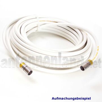 7,5 m F-Quick-Kabelmodem- u. SAT-Receiver-Anschlusskabel mit Cabelcon F-SC-56 CX3 4.9 und 3-fach geschirmtem Kabel, PVC weiß, Class A+, 115 dB