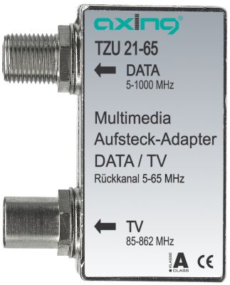 Axing TZU 21-65 - Multimedia-Adapter 5 - 1000 MHz, Aufsatz für 2-Loch Antennendosen