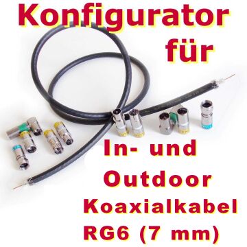 Anfertigung Ihres universellen Anschlusskabels aus UV-stabilem RG6 (7 mm) SAT + BK Hochleistungs- Kabel, 115 dB, 3-fach geschirmt, Class A+, PVC, schwarz