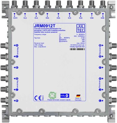 JULTEC JRM0912T - Multischalter 2 Satelliten an 12 Teilnehmer, Betrieb ohne Netzteil