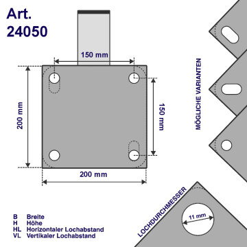 Wandhalter 50 cm, Rohr Ø 48 mm, feuerverzinkter Stahl