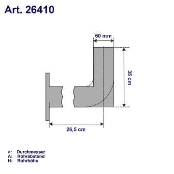 Verjüngter Wandhalter 40x40cm Stahl Ø60 zu 50 mm