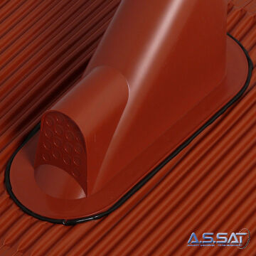 Roter Aluminium-Dachziegel 45x50 cm mit Kabeldurchführung für Masten bis Ø 60 mm