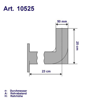 Aluminium-Wandhalter 25 cm, rot, Rohr Ø 50 mm