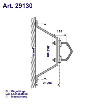 Mast-Wandhalterset 25-30cm Stahl Ø38-60 mm, variabel