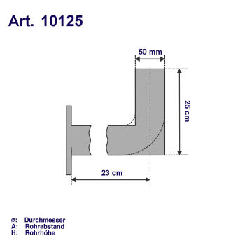 Alu-Wandhalter 25 cm,  (silber)grau, Rohr-Ø 50 mm