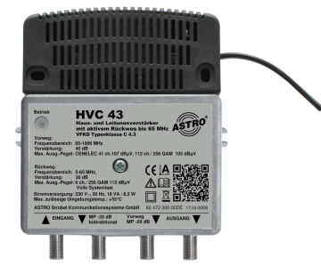 ASTRO HVC 43 Hausanschluss-Verstärker 1006 MHz 40...