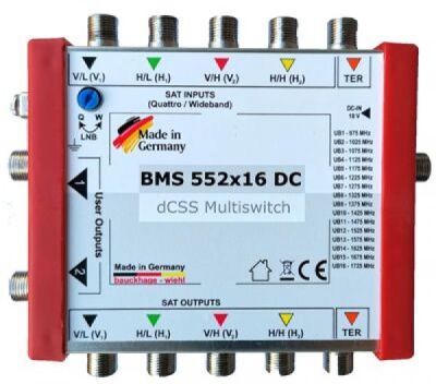 BMS 552x16 DC - Einkabellösung, kaskadierbar, 1 SAT (2 SAT mit WB-LNB) an 2x16 Teilnehmer, kaskadierbar