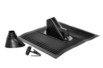 Alu-Dachziegel- und Dichtungsset schwarz für Dachsparren und Masten (Variante 2)